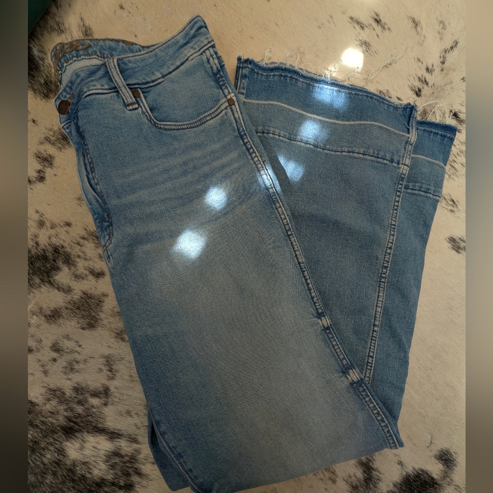 Wrangler Light Blue Flare Wide-Leg Trousers